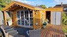 Log lap premium cladding outside in daylight