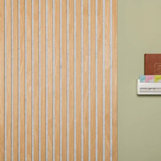 Classic oak slat wall panels (17mm thick) Grey back