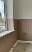 Panel fast sheets on wall with skirting