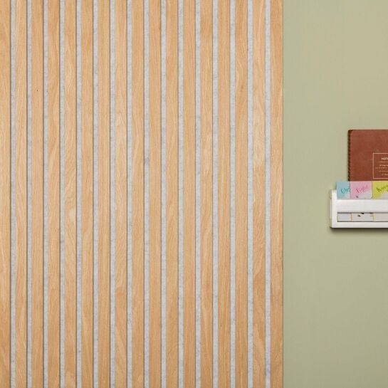 Classic oak slat wall panels (17mm thick) Grey back