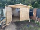 Matchboard cladding on garden shed