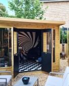 Shiplap redwood cladding for bespoke garden bar