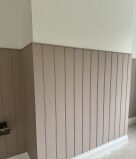 Close up pink diy wall panelling